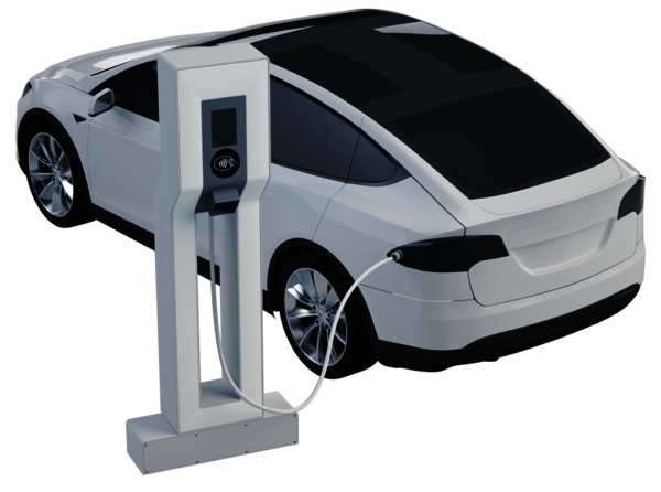 3D-Grafik EV-Ladestation mit Auto